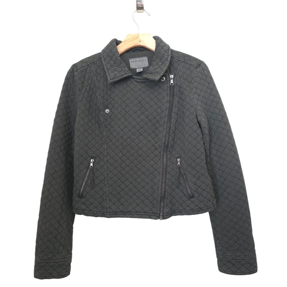 Marrakech Anderson Quilted Asymmetrical Charcoal Moto Jacket Women's Sz S